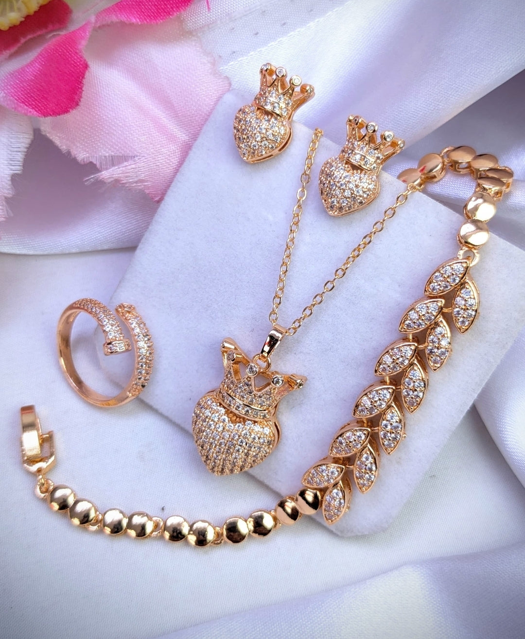 Zircon Crown Heart Jewellery Set