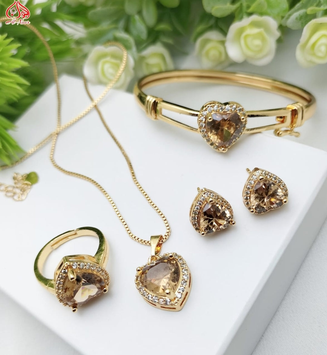 Zircon Trendy Heart Jewellery Set