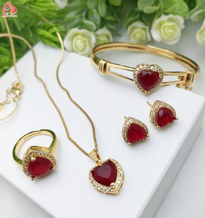 Zircon Trendy Heart Jewellery Set